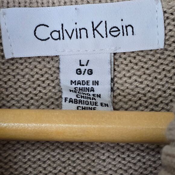 Calvin Klein Womens Sweater Classic Neutral Quite Luxury Textured Knit LS Large - Picture 4 of 6